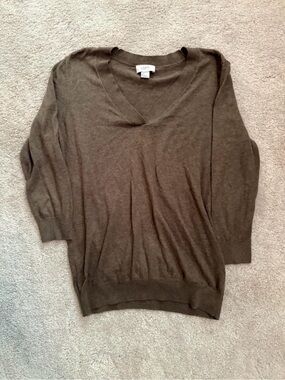 Vintage LOFT Brown V-Neck Lightweight Sweater